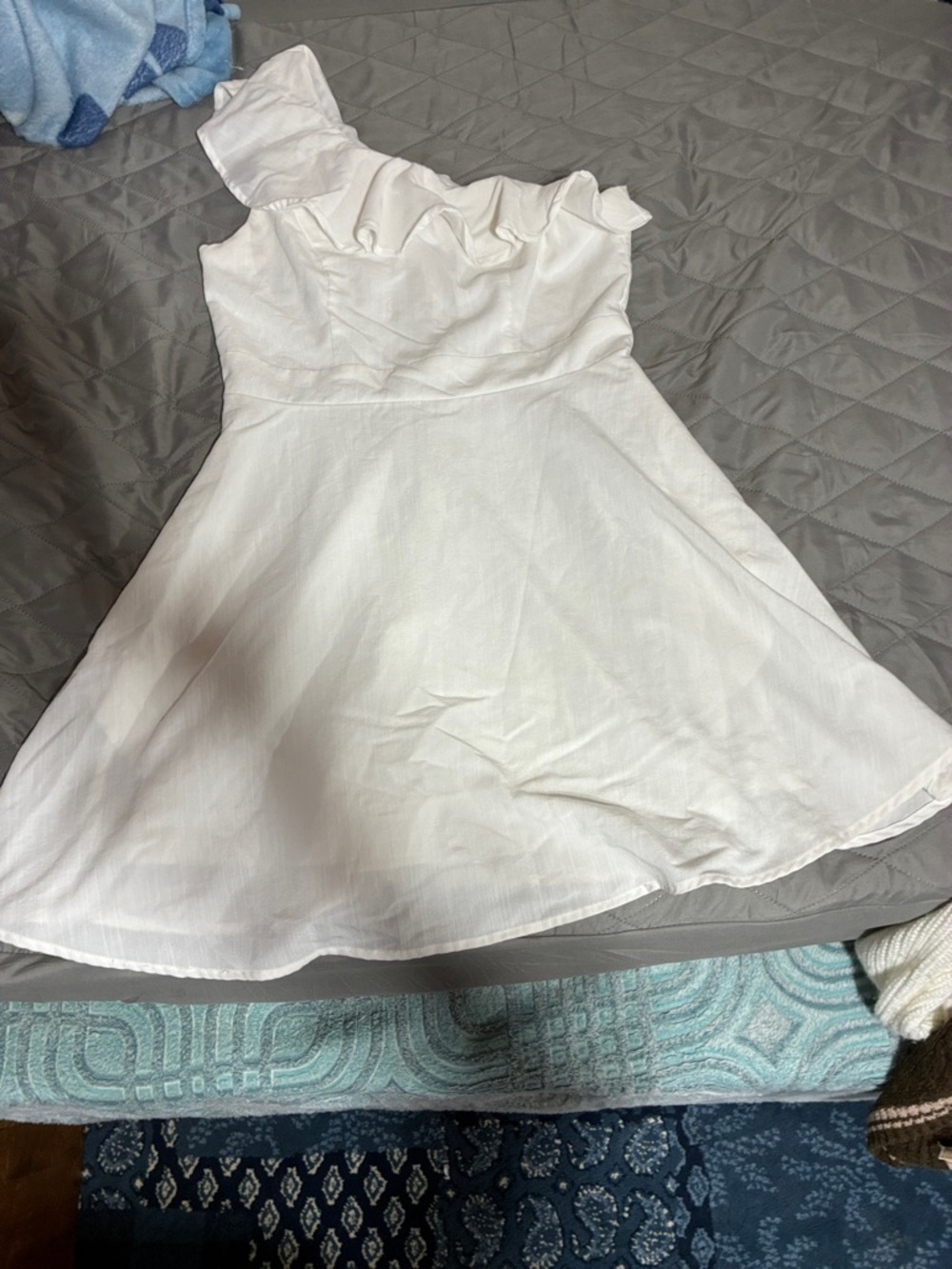 miami Cream One-Shoulder Ruffle Sundress